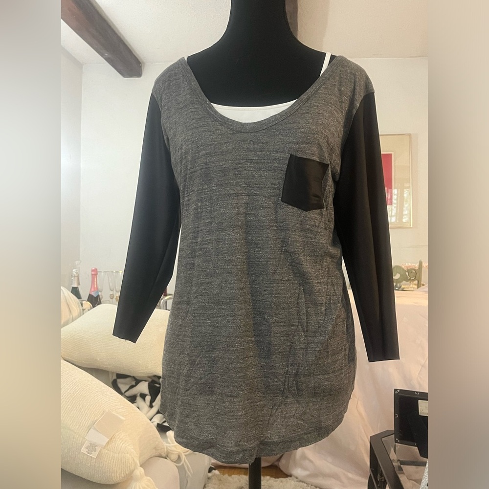 Zara faux leather sleeves top